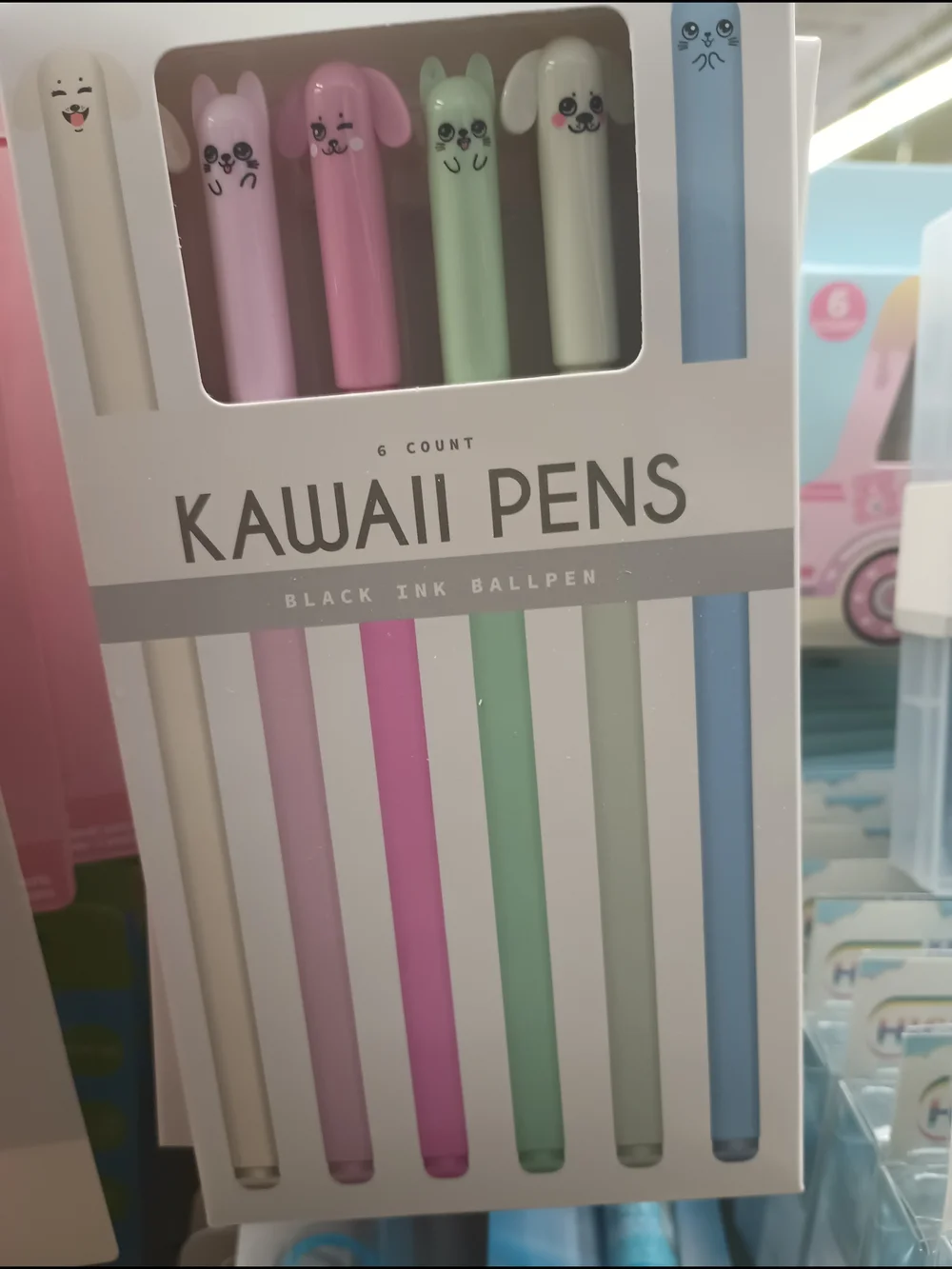 6-Count Pastel Ballpoint Pens - Pink, Mint, Blue, Cream